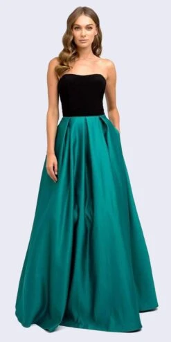 Juliet 694 Floor-Length Two-Tone Sweetheart Ball Gown(Floor Length Two Tone Black Green Sweetheart Ball Gown Style Prom Dress) -Dress Promotion Store 694 juliet black green