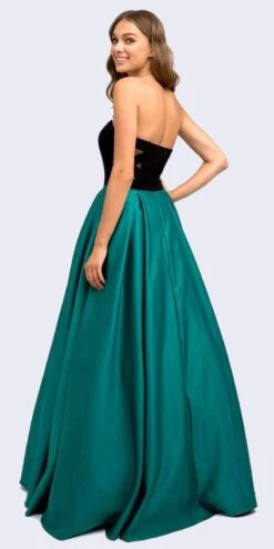 Juliet 694 Floor-Length Two-Tone Sweetheart Ball Gown(Floor Length Two Tone Black Green Sweetheart Ball Gown Style Prom Dress) -Dress Promotion Store 694 juliet black green back