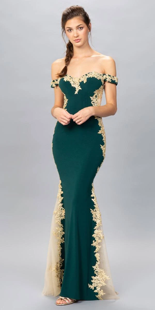 Eureka 7006 Off-Shoulder Long Mermaid Dress With Lace Trim(Burgundy Gold Off Shoulder Long Prom Dress With Lace Trim) 13 Eureka 7006 Off-Shoulder Long Mermaid Dress With Lace Trim(Burgundy Gold Off Shoulder Long Prom Dress With Lace Trim) - Image 11