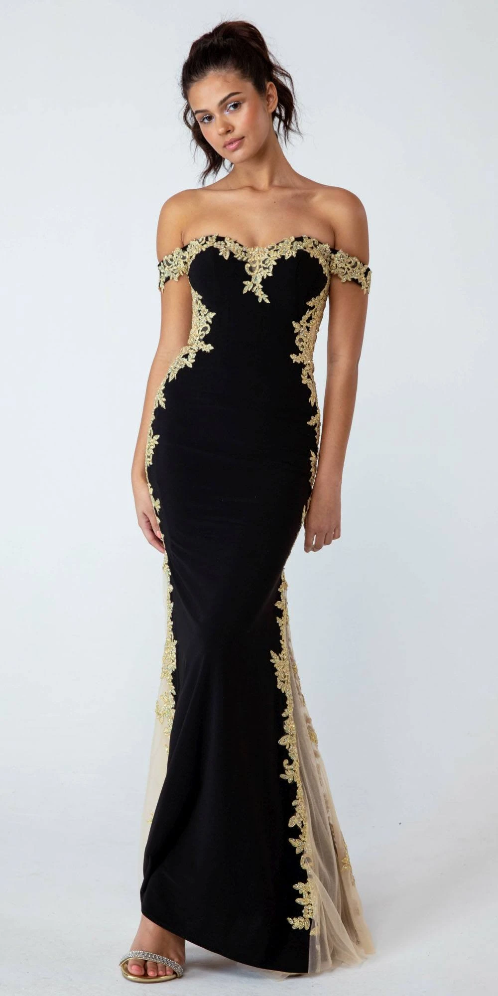 Eureka 7006 Off-Shoulder Long Mermaid Dress With Lace Trim(Burgundy Gold Off Shoulder Long Prom Dress With Lace Trim) 4 Eureka 7006 Off-Shoulder Long Mermaid Dress With Lace Trim(Burgundy Gold Off Shoulder Long Prom Dress With Lace Trim) - Image 2