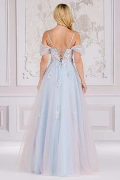 Amelia Couture 7044 Long A-Line Two Tone Tulle Skirt Cold Shoulder Gown(Amelia Couture 7044 Long A Line Two Tone Tulle Skirt Cold Shoulder Gown) -Dress Promotion Store 7044 BABY BLUE BACK