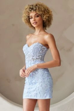 Amelia Couture 7053s Short Fitted Strapless Cocktail Dress(Amelia Couture 7053s Short Fitted Strapless Cocktail Dress) -Dress Promotion Store 7053SBabyBLue 1