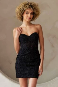 Amelia Couture 7053s Short Fitted Strapless Cocktail Dress(Amelia Couture 7053s Short Fitted Strapless Cocktail Dress) -Dress Promotion Store 7053SBlack 2
