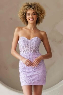 Amelia Couture 7053s Short Fitted Strapless Cocktail Dress(Amelia Couture 7053s Short Fitted Strapless Cocktail Dress) -Dress Promotion Store 7053SLilac 1