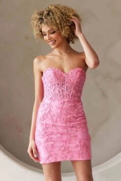 Amelia Couture 7053s Short Fitted Strapless Cocktail Dress(Amelia Couture 7053s Short Fitted Strapless Cocktail Dress) -Dress Promotion Store 7053SPink 1