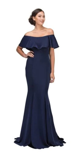 Eureka 7113 Off Shoulder Ruffled Bodice Mermaid Gown(Blush Off Shoulder Ruffled Bodice Mermaid Floor Length Prom Gown) -Dress Promotion Store 7113 eureka fashion navy blue c34d9644 e93b 498b 8bf6 9f5afb818216