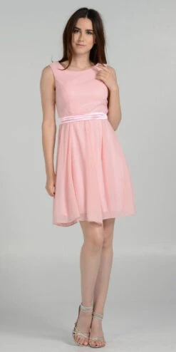 Poly USA | Ed Young 7290 Modest Chiffon Dress Knee Length A Line(Modest Royal Blue Semi Formal Chiffon Dress Knee Length A Line) -Dress Promotion Store 7290 poly usa blush