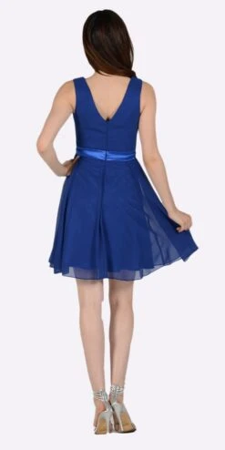 Poly USA | Ed Young 7290 Modest Chiffon Dress Knee Length A Line(Modest Royal Blue Semi Formal Chiffon Dress Knee Length A Line) -Dress Promotion Store 7290 poly usa royal blue back 7c305338 27dd 479c a835 8f9e6be2cc8d