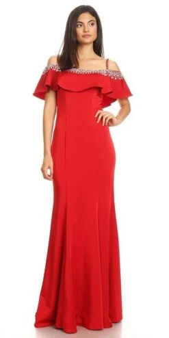 Eureka 7333 Embellished Cold-Shoulder Long Dress(Embellished Cold Shoulder Long Prom Dress Red) -Dress Promotion Store 7333 eureka fashion red ede3fcb6 fa03 48d9 ac06 a410be11175c