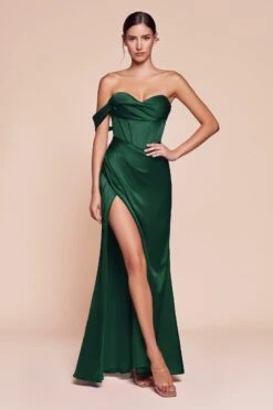 Ladivine 7448 Dress Long One Shoulder Satin Corset Gown(Ladivine 7448 Dress Long One Shoulder Satin Corset Gown) -Dress Promotion Store 7448 LADIVINE EMERALD 6be1de0f 6ae6 4151 ab8a abbb6828c8b4