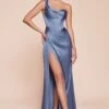 Ladivine 7448 Dress Long One Shoulder Satin Corset Gown(Ladivine 7448 Dress Long One Shoulder Satin Corset Gown)