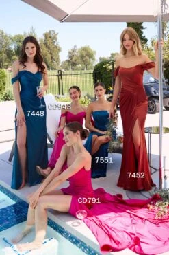 Ladivine 7448 Dress Long One Shoulder Satin Corset Gown(Ladivine 7448 Dress Long One Shoulder Satin Corset Gown) -Dress Promotion Store 7448 7451 FRENCH NAVY CD943 CD791 MAGENTA 7452 SIENNA