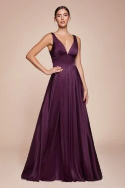 Cinderella Divine 7469 Long Satin Bridesmaid Dress A-Line V-Neckline(Cinderella Divine 7469 Long Burgundy Bridesmaid Dress A Line V Back)