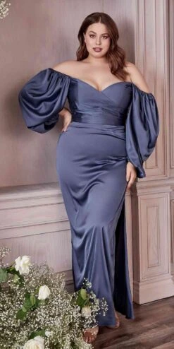 Cinderella Divine 7482 Long Sleeve Off The Shoulder Soft Satin Fitted Dress(Cinderella Divine 7482 Plus Size Long Sleeve Off The Shoulder Soft Satin Fitted Dress) -Dress Promotion Store 7482C smokyblue 1154fdf1 4c68 42c9 8766 51ffb3063dce