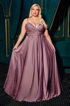 Cinderella Divine 7485C Sweetheart Neckline Soft Satin A-Line Formal Dress(Cinderella Divine 7485 Plus Size Sweetheart Neckline Soft Satin A Line Formal Dress With Slit)