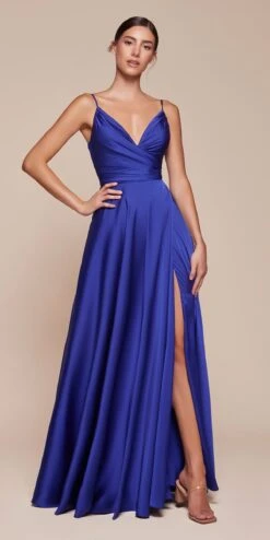 Cinderella Divine 7485 Sweetheart Neckline Soft Satin A-Line Formal Dress(Sweetheart Neckline Soft Satin A Line Formal Dress With Slit) -Dress Promotion Store 7485 ROYAL 1 bca01c04 fefc 4884 86ea 305363b7b3a3