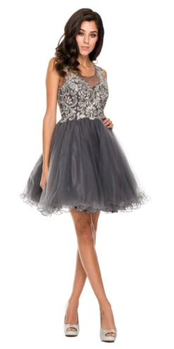 Juliet 749 Poofy A Line Short Dress Tulle Embroidery(Poofy A Line Red Short Homecoming Dress Tulle Embroidery) -Dress Promotion Store 749ju charcoal 5033c0fb a27b 48b0 a25e de7ada690e12