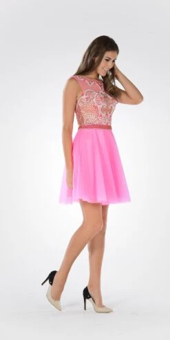 Poly USA | Ed Young 7542 Sleeveless Dress Embellished Bodice Tulle Skirt(Sleeveless Sweet Sixteen Dress Embellished Bodice Tulle Skirt Blue) -Dress Promotion Store 7542po hot pink side a5727c00 ef74 4b08 a0e4 aabf84516b24