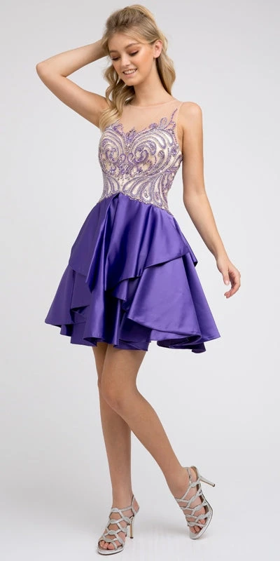 Juliet 760 Embellished Bodice Layered Skirt Short Dress(Juliet 760 Embellished Bodice Layered Skirt Short Prom Dress Fuchsia) 11 Juliet 760 Embellished Bodice Layered Skirt Short Dress(Juliet 760 Embellished Bodice Layered Skirt Short Prom Dress Fuchsia) - Image 9