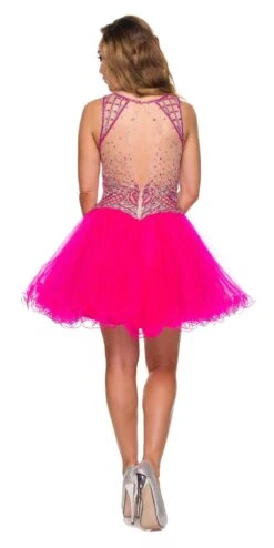 Juliet 761 Short Prom Dress Embellished Bodice With Keyhole(Juliet 761 Turquoise Short Prom Dress Embellished Bodice With Keyhole) -Dress Promotion Store 761 juliet dress fuchsia back 53101dba 3b54 47d8 8ddd 6041280af1a6