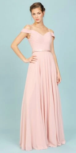 Eureka 7611 Cold-Shoulder Long A-Line Chiffon Dress(Cold Shoulder Long Formal Dress Mocha) -Dress Promotion Store 7611 eureaka dusty rose f27de8b4 608f 4010 82ea 5578782970f5