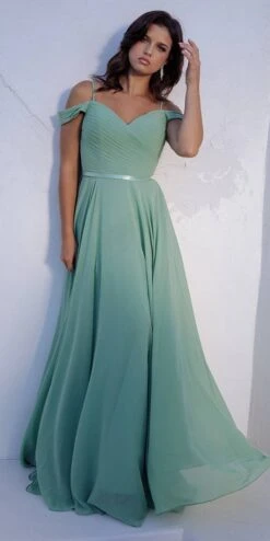 Eureka 7611 Cold-Shoulder Long A-Line Chiffon Dress(Cold Shoulder Long Formal Dress Mocha) -Dress Promotion Store 7611 eureka sage