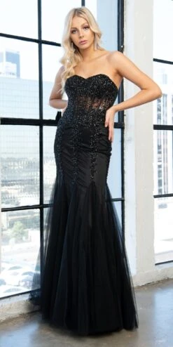 Amelia Couture 774 Long Strapless Sweetheart Embellished Mermaid Dress(Amelia Couture 774 Long Strapless Sweetheart Embellished Mermaid Dress) -Dress Promotion Store 774BLACK
