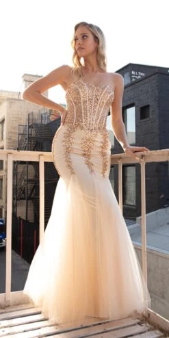 Amelia Couture 774 Long Strapless Sweetheart Embellished Mermaid Dress(Amelia Couture 774 Long Strapless Sweetheart Embellished Mermaid Dress) -Dress Promotion Store 774CHAMPAGNE