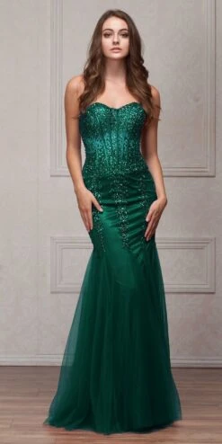 Amelia Couture 774 Long Strapless Sweetheart Embellished Mermaid Dress(Amelia Couture 774 Long Strapless Sweetheart Embellished Mermaid Dress) -Dress Promotion Store 774EMERALD