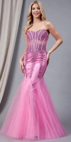 Amelia Couture 774 Long Strapless Sweetheart Embellished Mermaid Dress(Amelia Couture 774 Long Strapless Sweetheart Embellished Mermaid Dress) -Dress Promotion Store 774PINK 1