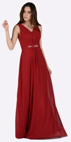 Poly USA | Ed Young 7770 V-Neck Shirred Bodice Embellished Waist Dress(Royal Blue V Neck Shirred Bodice Embellished Waist Formal Dress) -Dress Promotion Store 7770 poly usa burgundy d6f3e2b7 9779 4e10 81da 49d0ef70b0b9