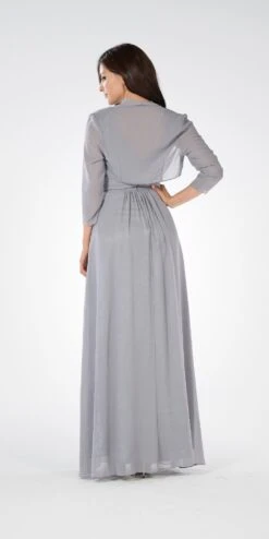 Poly USA | Ed Young 7770 V-Neck Shirred Bodice Embellished Waist Dress(Royal Blue V Neck Shirred Bodice Embellished Waist Formal Dress) -Dress Promotion Store 7770po gray bk ddce01fb 71e5 4054 8012 77f32614b9da