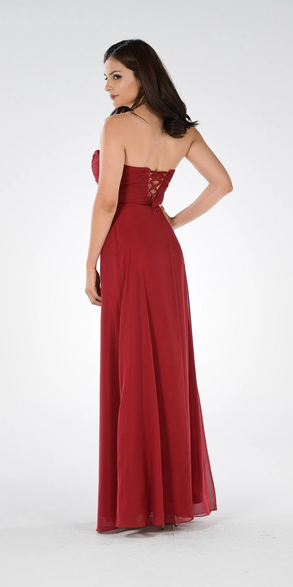 Poly USA | Ed Young 7880 Sweetheart Ruched Bodice Lace Up Back Long Dress(Sweetheart Strapless Ruched Bodice Lace Up Back Long Bridesmaids Dress Blush) 7 Poly USA | Ed Young 7880 Sweetheart Ruched Bodice Lace Up Back Long Dress(Sweetheart Strapless Ruched Bodice Lace Up Back Long Bridesmaids Dress Blush) - Image 5