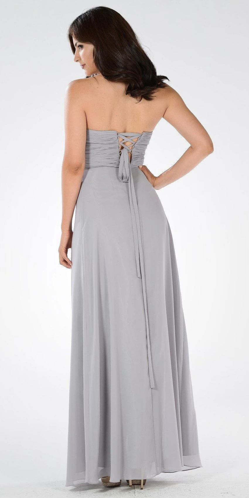 Poly USA | Ed Young 7880 Sweetheart Ruched Bodice Lace Up Back Long Dress(Sweetheart Strapless Ruched Bodice Lace Up Back Long Bridesmaids Dress Blush) 5 Poly USA | Ed Young 7880 Sweetheart Ruched Bodice Lace Up Back Long Dress(Sweetheart Strapless Ruched Bodice Lace Up Back Long Bridesmaids Dress Blush) - Image 3