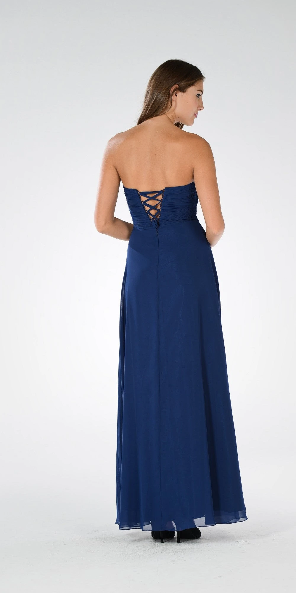 Poly USA | Ed Young 7880 Sweetheart Ruched Bodice Lace Up Back Long Dress(Sweetheart Strapless Ruched Bodice Lace Up Back Long Bridesmaids Dress Blush) 9 Poly USA | Ed Young 7880 Sweetheart Ruched Bodice Lace Up Back Long Dress(Sweetheart Strapless Ruched Bodice Lace Up Back Long Bridesmaids Dress Blush) - Image 7