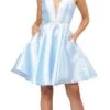 Poly USA | Ed Young 7894 Satin V-Neck Embellished Waist Short A-Line Dress(Light Blue Satin V Neck Embellished Waist A Line Homecoming Dress Short) -Dress Promotion Store 7894 poly usa light blue 6d72d6c7 f222 4d2a a4e6 f44aac91196c