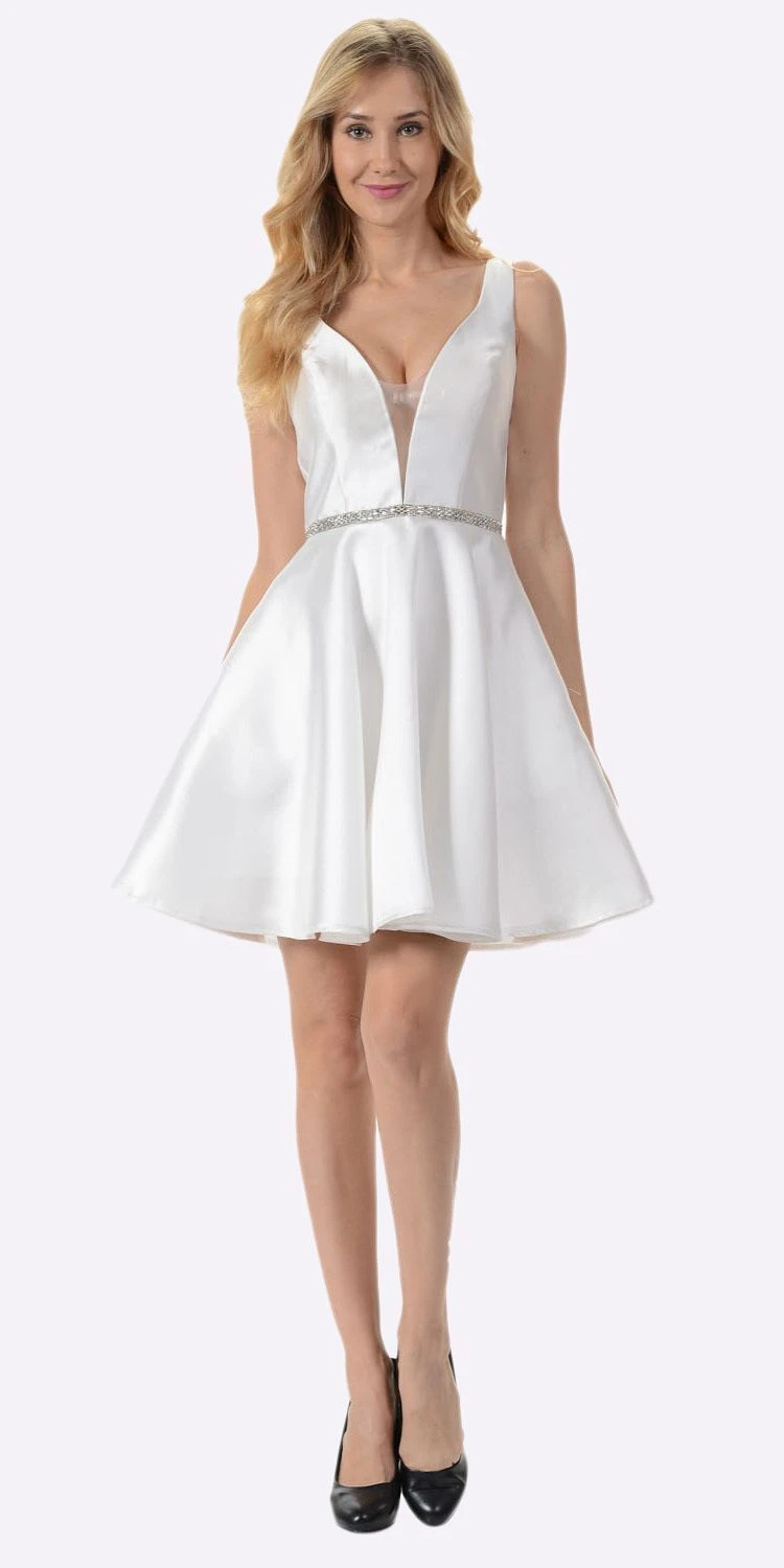 Poly USA | Ed Young 7894 Satin V-Neck Embellished Waist Short A-Line Dress(Light Blue Satin V Neck Embellished Waist A Line Homecoming Dress Short) 11 Poly USA | Ed Young 7894 Satin V-Neck Embellished Waist Short A-Line Dress(Light Blue Satin V Neck Embellished Waist A Line Homecoming Dress Short) - Image 9