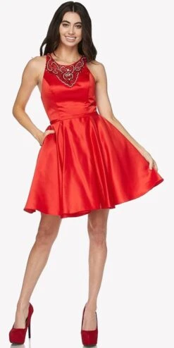 Juliet 794 Beaded Scoop Neck Short Satin Dress(Green Beaded Scoop Neck Short Satin Prom Dress Illusion Back Sleeveless) -Dress Promotion Store 794 juliet red 3c88ed27 45d9 4de9 b5e0 cf3057b83f1c