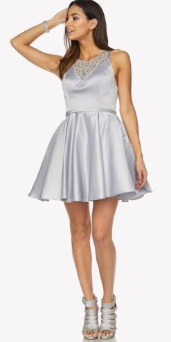 Juliet 794 Beaded Scoop Neck Short Satin Dress(Green Beaded Scoop Neck Short Satin Prom Dress Illusion Back Sleeveless) -Dress Promotion Store 794 juliet silver a467b618 8cd2 4b9e be00 1cb7a6ea67e1