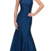 Eureka 8001 Mermaid Floor Length Dress Halter Strap(Navy Blue Mermaid Floor Length Prom Dress Halter)