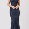 Eureka 8030 Lace Off-the-Shoulder Long Formal Dress(Lace Off The Shoulder Long Formal Dress Navy Blue)