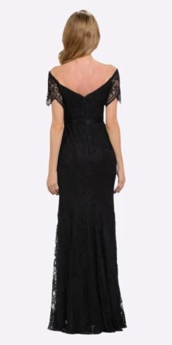 Poly USA | Ed Young 8030 Off Shoulder Lace Fit And Flare Gown(Off Shoulder Lace Fit And Flare Evening Gown Burgundy) -Dress Promotion Store 8030 poly usa black back 555b0ac3 24dd 4c61 8e65 64e04a279894