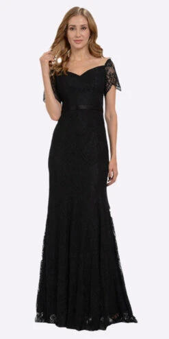 Poly USA | Ed Young 8030 Off Shoulder Lace Fit And Flare Gown(Off Shoulder Lace Fit And Flare Evening Gown Burgundy) -Dress Promotion Store 8030 poly usa black ca732982 9694 4056 9998 a20734846478
