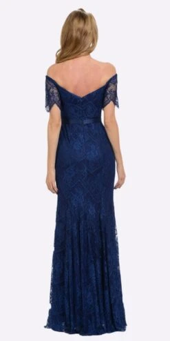 Poly USA | Ed Young 8030 Off Shoulder Lace Fit And Flare Gown(Off Shoulder Lace Fit And Flare Evening Gown Burgundy) -Dress Promotion Store 8030 poly usa navy blue back 7f3e6131 d4e9 423d 9886 10dbc17d8967