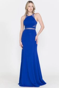 Poly USA | Ed Young 8054 Mermaid Dress With Sheer Cut-Outs(Burgundy Mermaid Long Prom Dress With Sheer Cut Outs) -Dress Promotion Store 8054 ROYAL