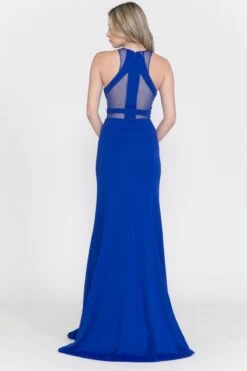 Poly USA | Ed Young 8054 Mermaid Dress With Sheer Cut-Outs(Burgundy Mermaid Long Prom Dress With Sheer Cut Outs) -Dress Promotion Store 8054 ROYALBACK