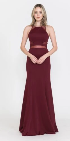 Poly USA | Ed Young 8054 Mermaid Dress With Sheer Cut-Outs(Burgundy Mermaid Long Prom Dress With Sheer Cut Outs) -Dress Promotion Store 8054BURGUNDY 1