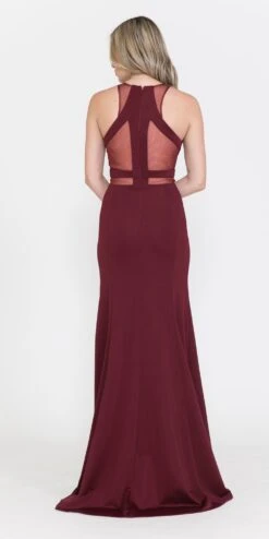 Poly USA | Ed Young 8054 Mermaid Dress With Sheer Cut-Outs(Burgundy Mermaid Long Prom Dress With Sheer Cut Outs) -Dress Promotion Store 8054BURGUNDY 9
