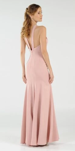 Poly USA | Ed Young 8058 Keyhole Bodice Fit And Flare Long Dress(Mauve Keyhole Bodice Fit And Flare Long Formal Dress) 9 Poly USA | Ed Young 8058 Keyhole Bodice Fit And Flare Long Dress(Mauve Keyhole Bodice Fit And Flare Long Formal Dress) -Dress Promotion Store 8058 poly usa mauve side view