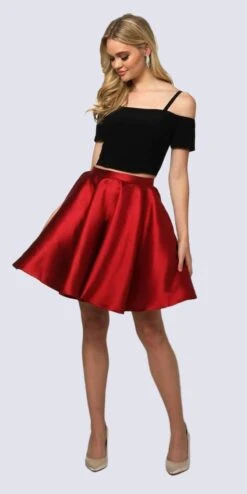 Juliet 809 Short Cold-Shoulder Two-Piece Dress(Short Cold Shoulder Homecoming Two Piece Dress Royal Blue) -Dress Promotion Store 809 juliet burgundy